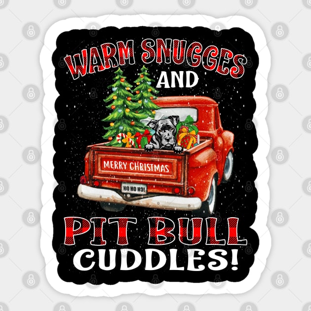 Warm Snuggles And Pit Bull Cuddles Truck Tree Christmas Gift Sticker by intelus